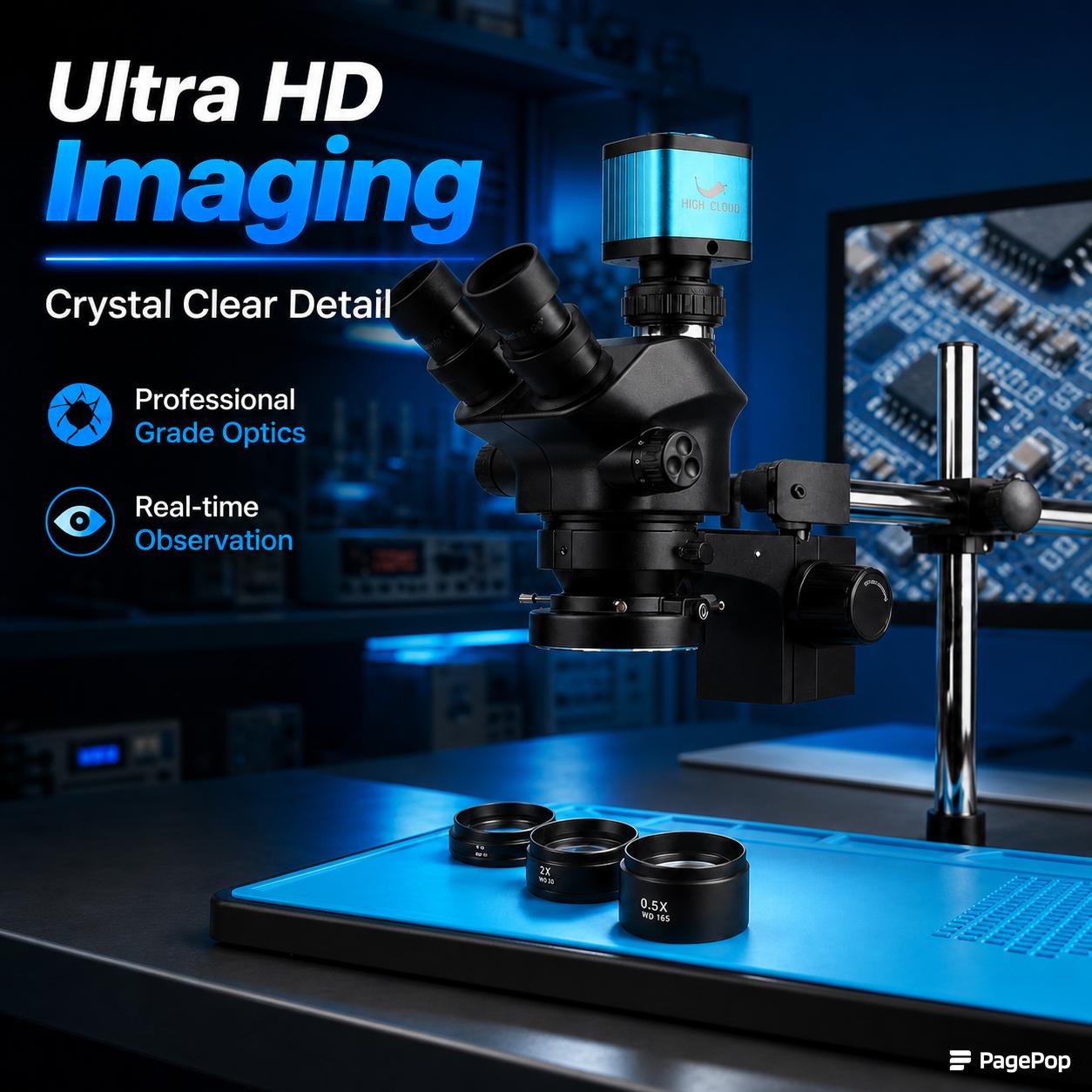 산업용 실험실 동시 초점 조정 가능 스테레오 삼안 현미 - Simul-Focal Industrial Microscope 4K Hdmi 리뷰 및 가격